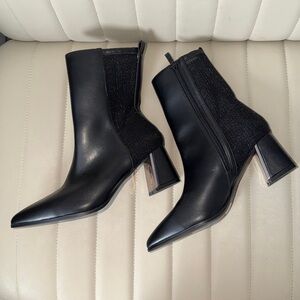 Black Ankle Boots with Block Heel London Rag Mesh Back Size 8